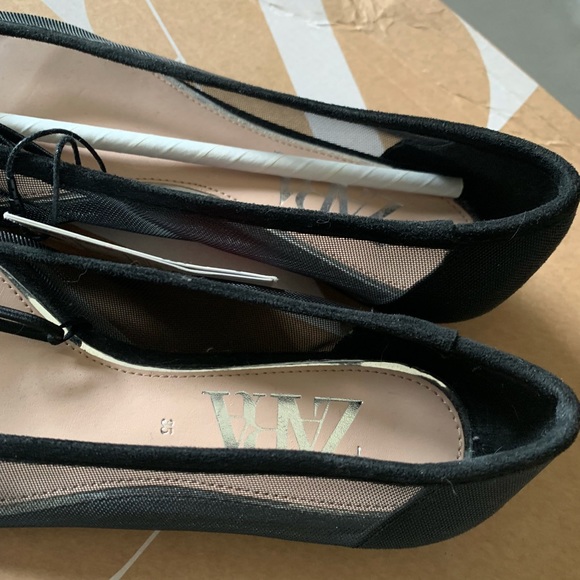 NEW ZARA BLACK MESH SUEDE POINTY BALLET FLATS 6 - Picture 4 of 7